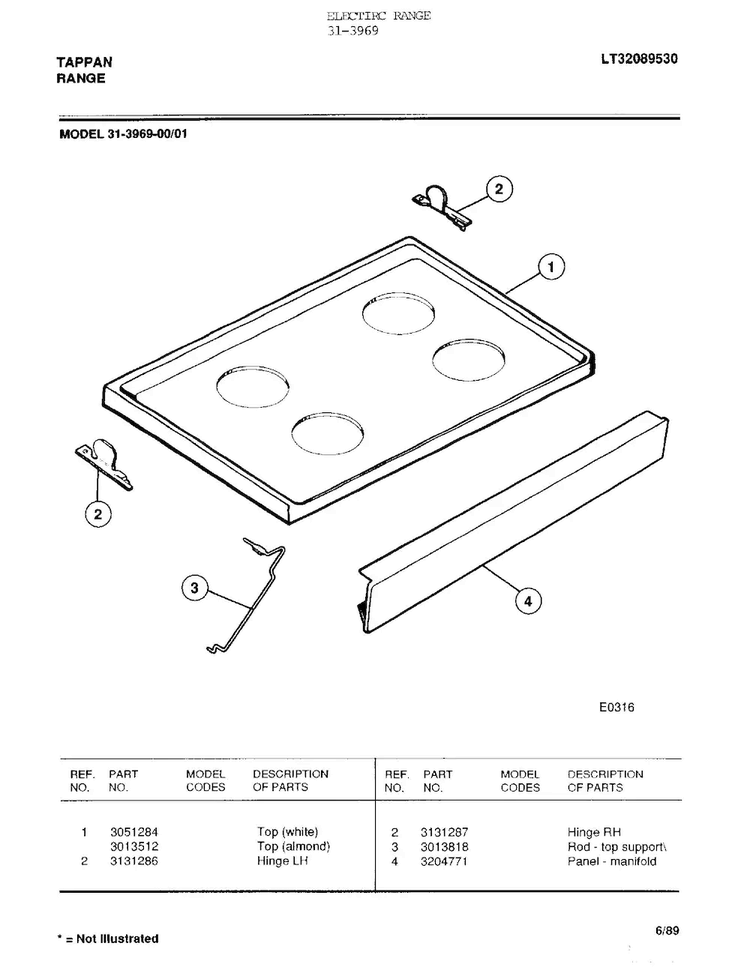 Electric Range Page 7 Diagram and Parts List for 31-3969  Tappan Range