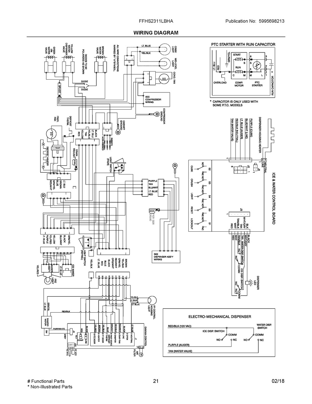 Wiring Diagram Diagram and Parts List for FFHS2311LBHA  Frigidaire Refrigerator