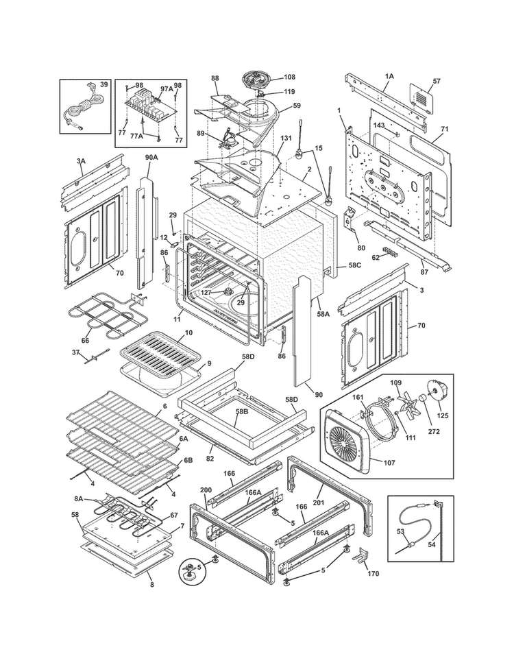 Body Diagram and Parts List for CGES3065PFC  Frigidaire Range