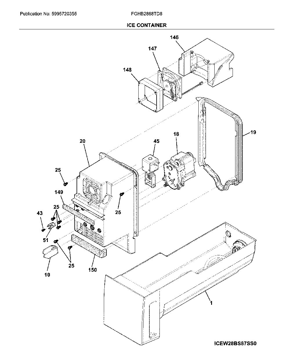 Container Diagram and Parts List for FGHB2868TD8  Frigidaire Refrigerator