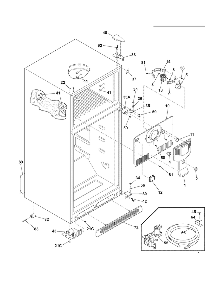 Cabinet Diagram and Parts List for LFHT1817LR6  Frigidaire Refrigerator
