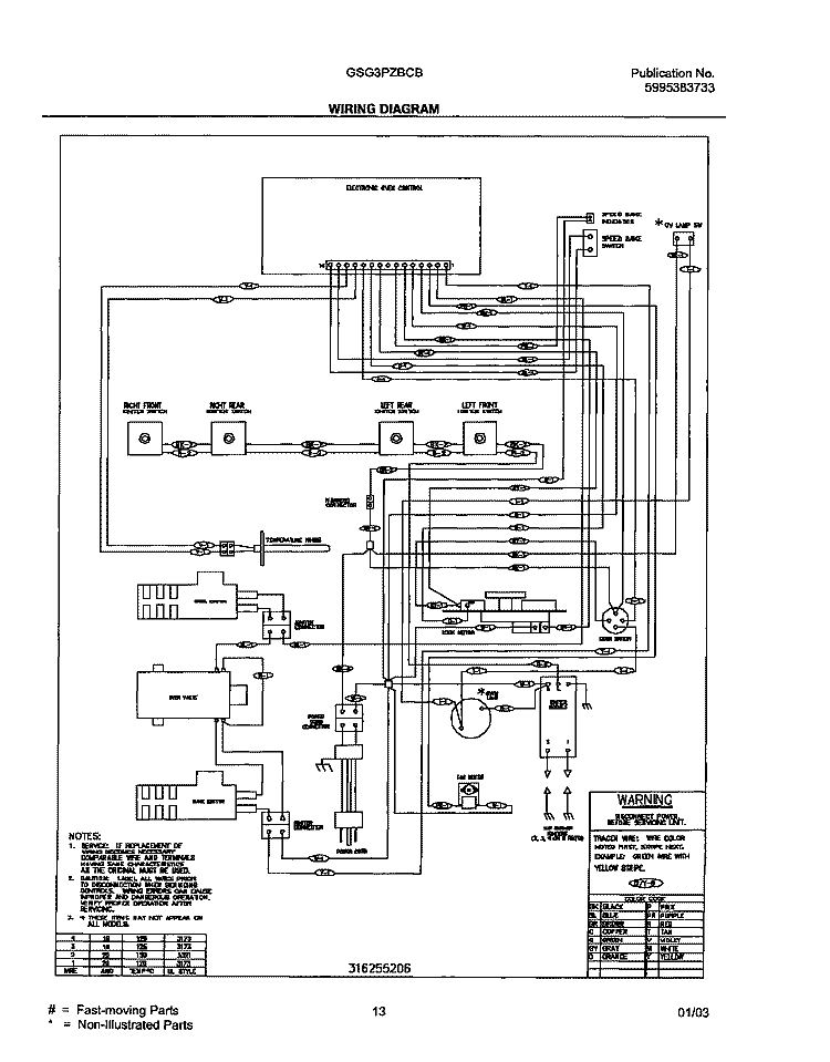 WIRING DIAGRAM Diagram and Parts List for GSG3PZBCB  Frigidaire Range