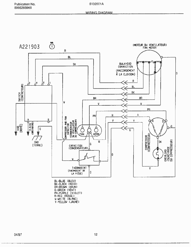 Wiring Diagram Diagram and Parts List for 5132001  Frigidaire Air Conditioner