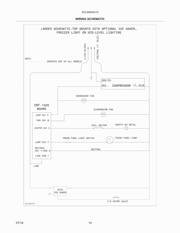 Wiring Diagram Diagram and Parts List for 25360002415  Kenmore Refrigerator