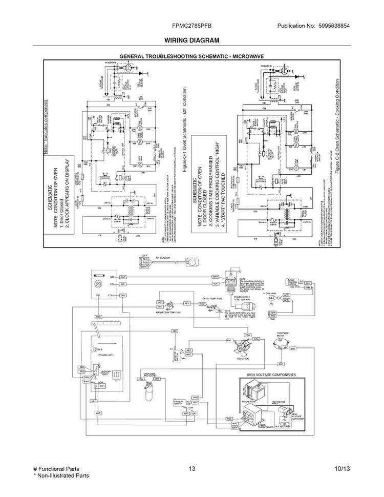 Wiring Diagram Diagram and Parts List for FPMC2785PFB  Frigidaire Microwave Oven Combo
