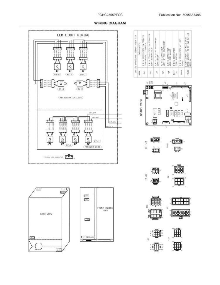 Siring Diagram Diagram and Parts List for FGHC2355PFCC  Frigidaire Refrigerator
