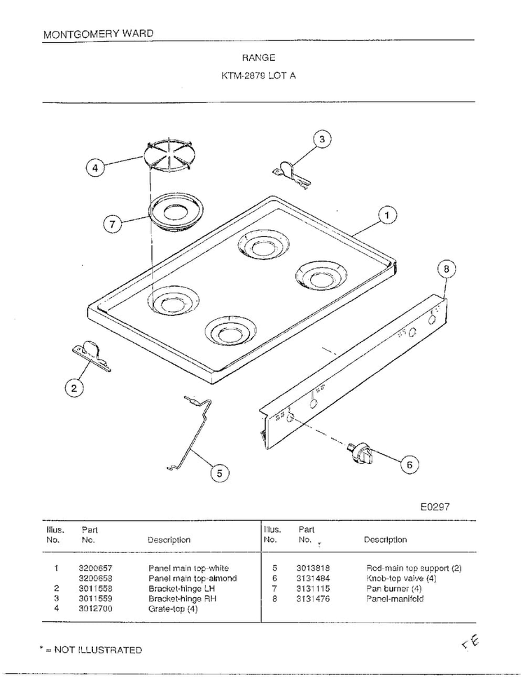 Range Page 10 Diagram and Parts List for 2819A  Frigidaire Range