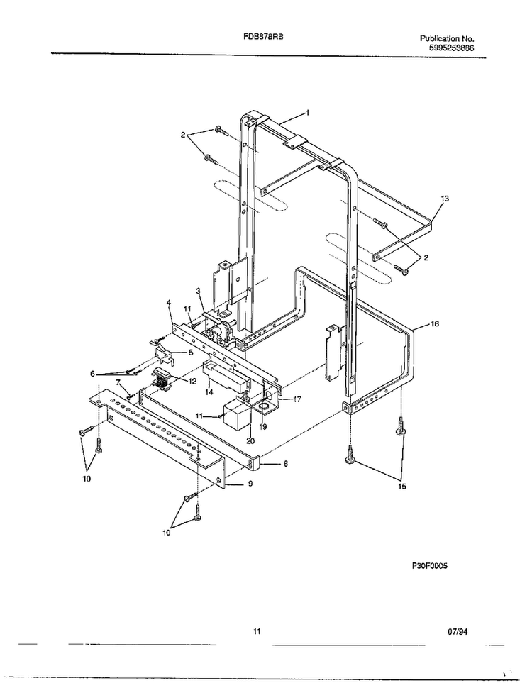 Dishwasher Page 10 Diagram and Parts List for 789  Frigidaire Dishwasher