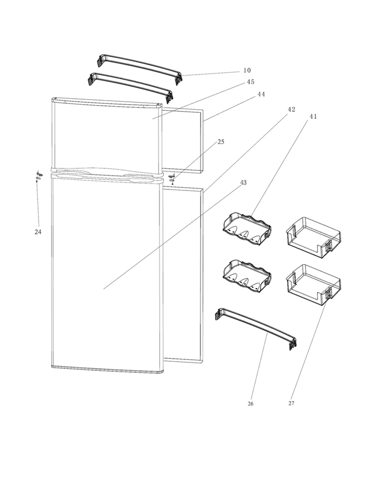 Door Diagram and Parts List for FFPT12F0KM0  Frigidaire Refrigerator