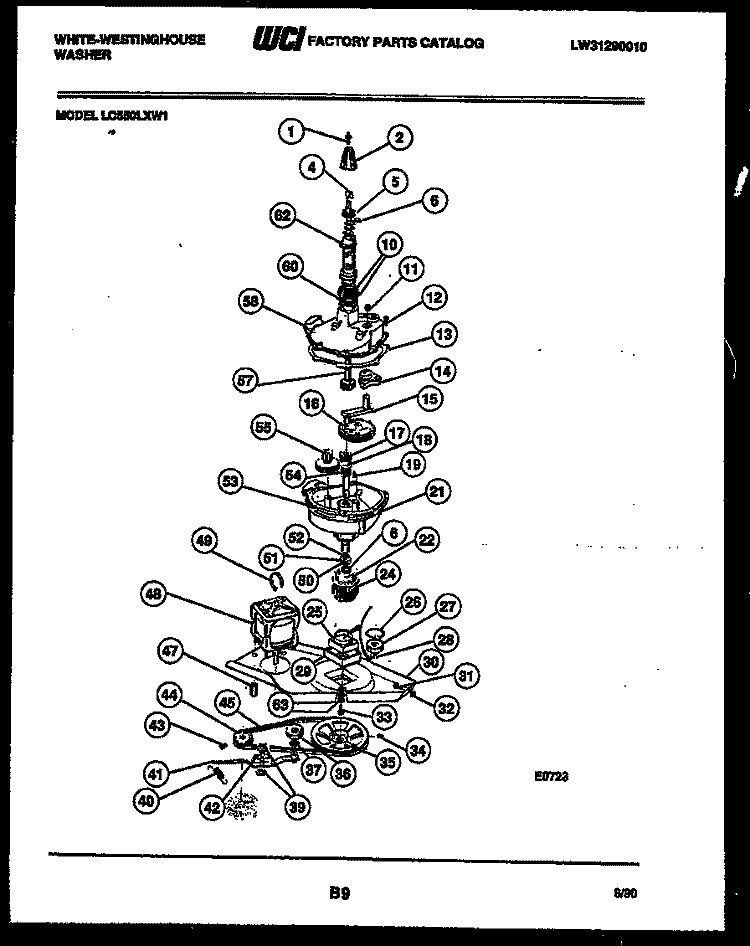 TRANSMISSION PARTS Diagram and Parts List for LC550LXW1  Frigidaire Washer