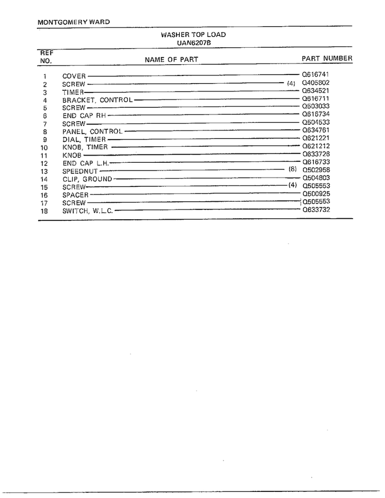 Washer Page 2 Diagram and Parts List for 6207B  Frigidaire Washer