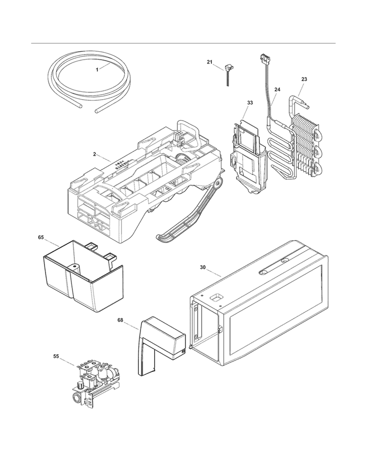 Ice Maker Diagram and Parts List for FPHF2399MF3  Frigidaire Refrigerator