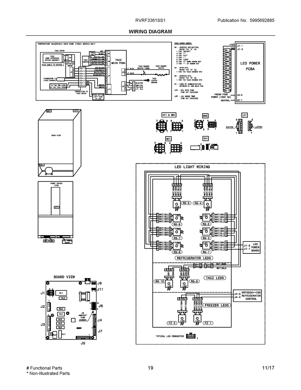 Wiring Diagram Diagram and Parts List for RVRF3361SS1  Frigidaire Refrigerator