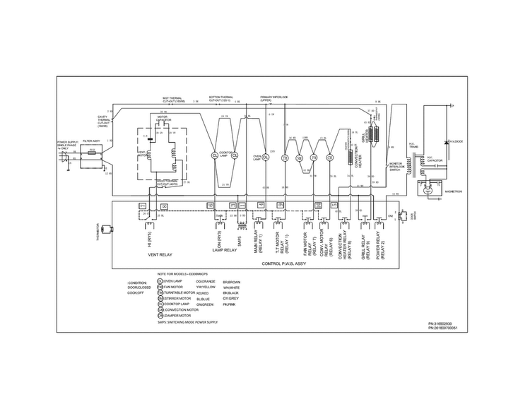 Wiring Diagram Diagram and Parts List for EI30BM6CPSB  Electrolux Microwave