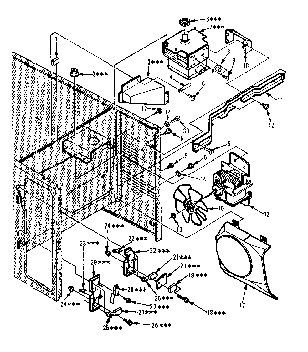 Switches And Microwave Parts Diagram and Parts List for 5648888511  Kenmore Microwave