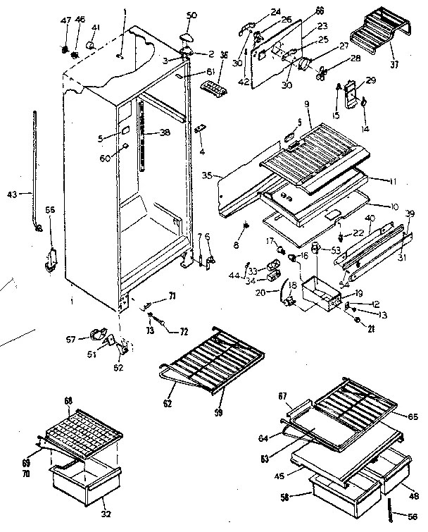 Cabinet Diagram and Parts List for 2538679210  Kenmore Refrigerator