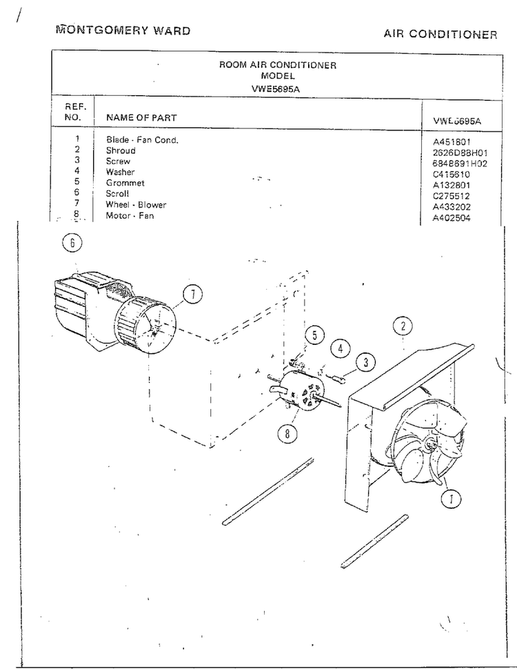 Room Air Conditioner Page 9 Diagram and Parts List for 5695A  Frigidaire Air Conditioner