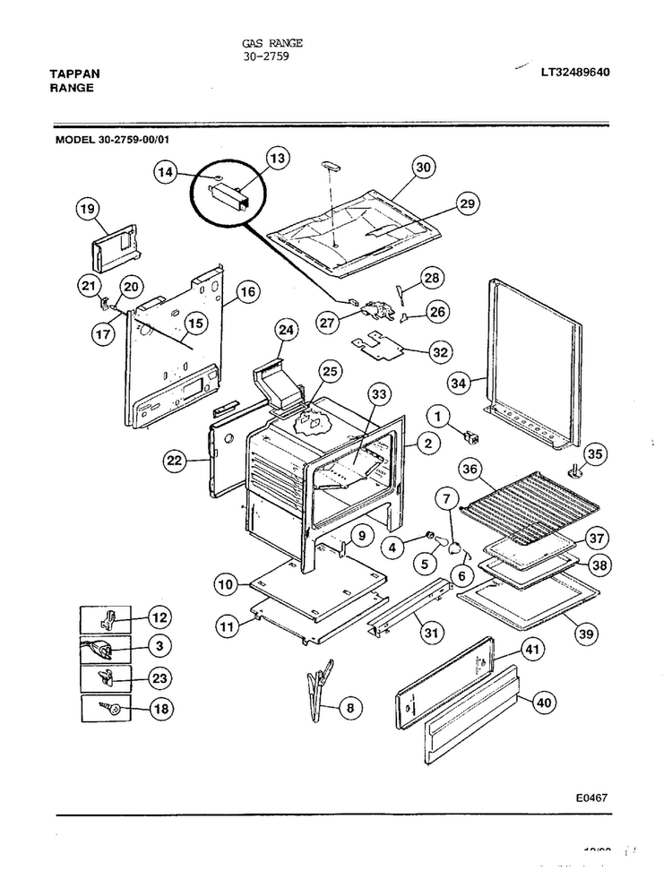 Gas Range Page 5 Diagram and Parts List for 30-2759  Frigidaire Range