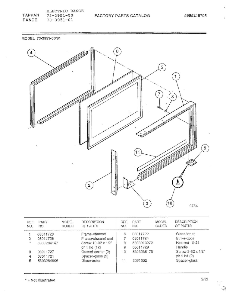Electric Range Page 6 Diagram and Parts List for 73-3951-00  Tappan Range