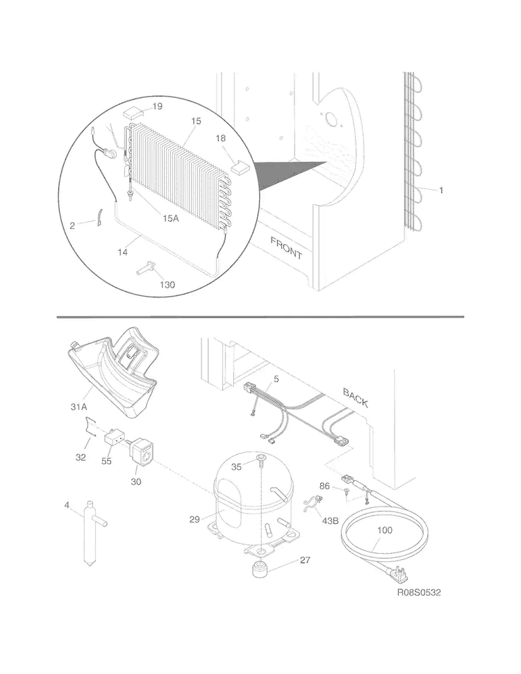 System Diagram and Parts List for FFU17F5HWU  Frigidaire Freezer