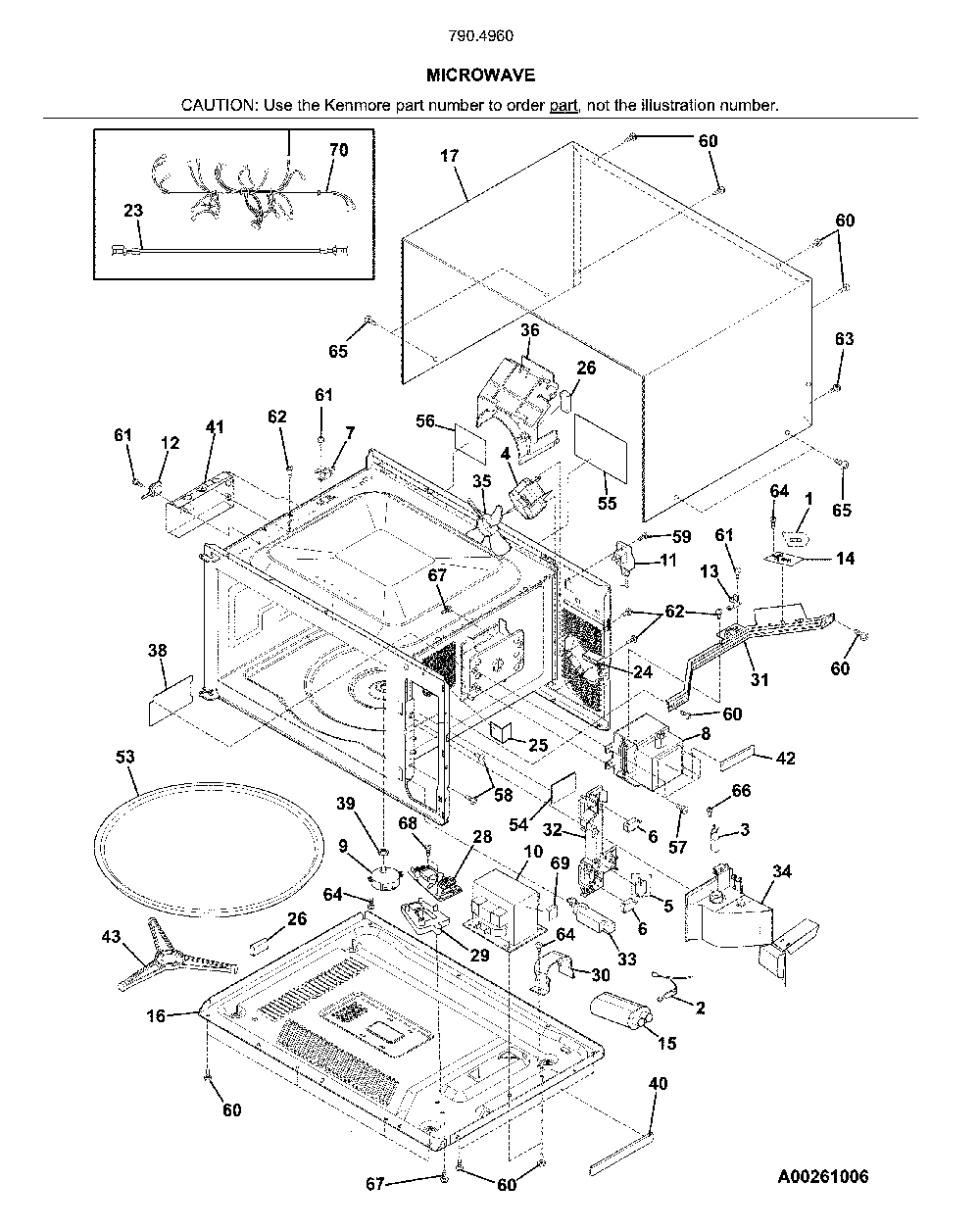 Microwave Diagram and Parts List for 79049602319  Kenmore Microwave