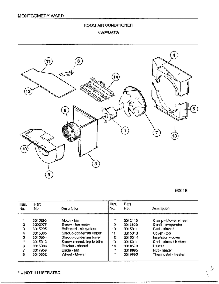 Room Air Conditioner Page 3 Diagram and Parts List for 5367G  Frigidaire Air Conditioner