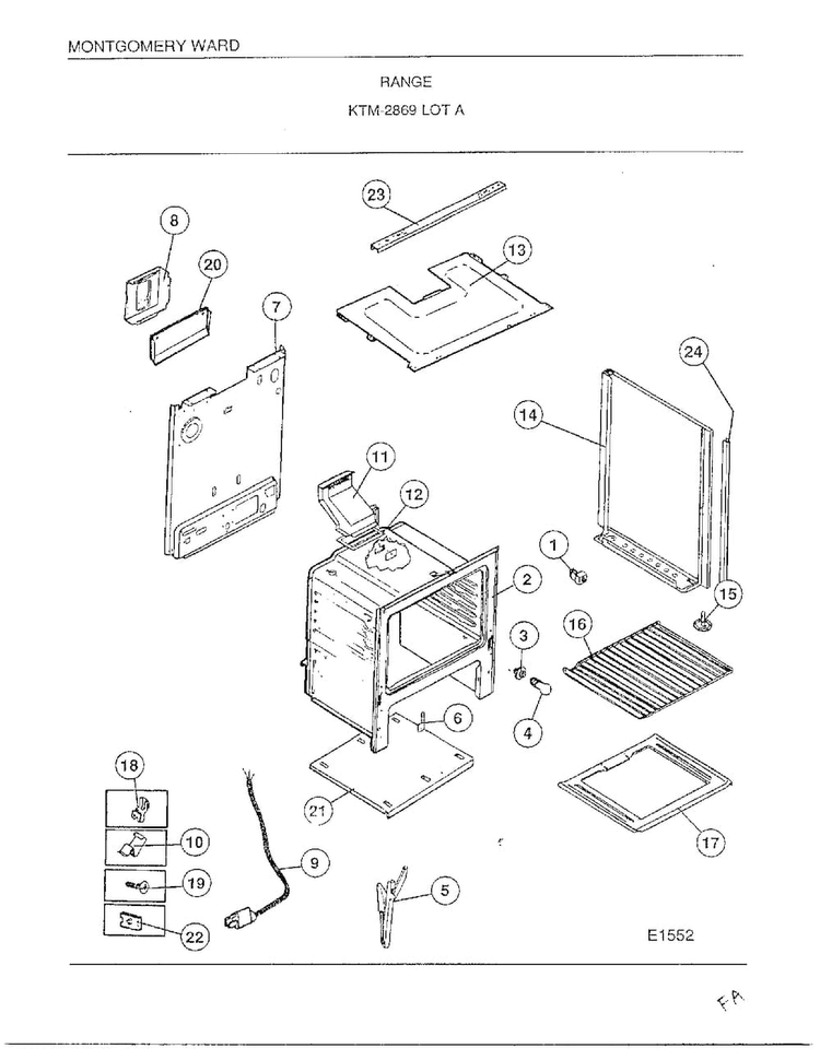 Range Page 7 Diagram and Parts List for 2869A  Frigidaire Range