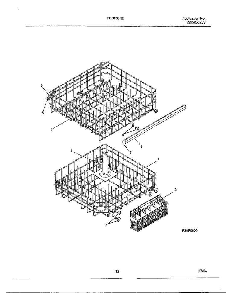 Dishwasher Page 12 Diagram and Parts List for 766  Frigidaire Dishwasher