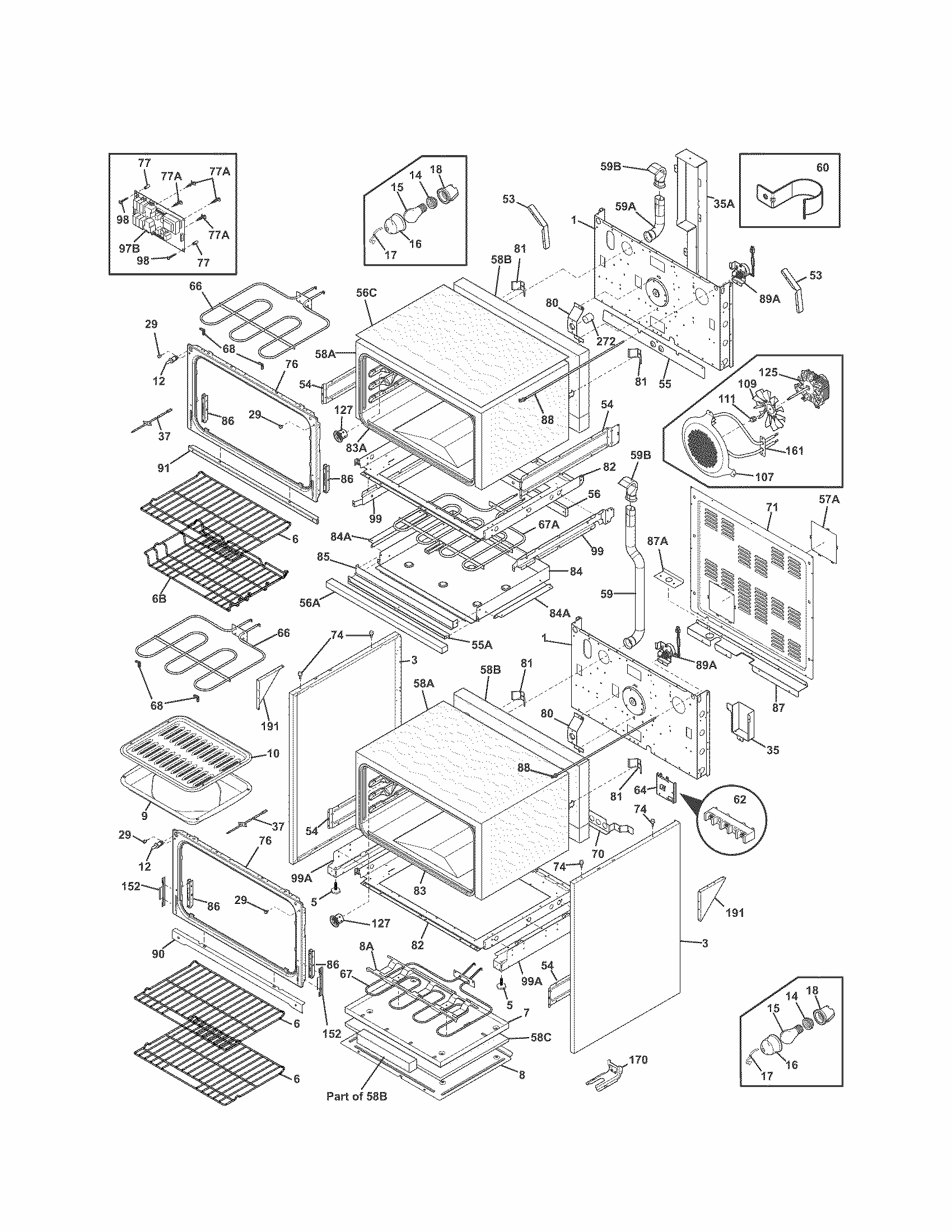 Body Diagram and Parts List for 79097603300  Kenmore Range