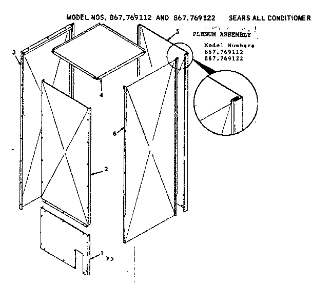 Plenum assembly Diagram and Parts List for 867769112  Frigidaire Air Conditioner