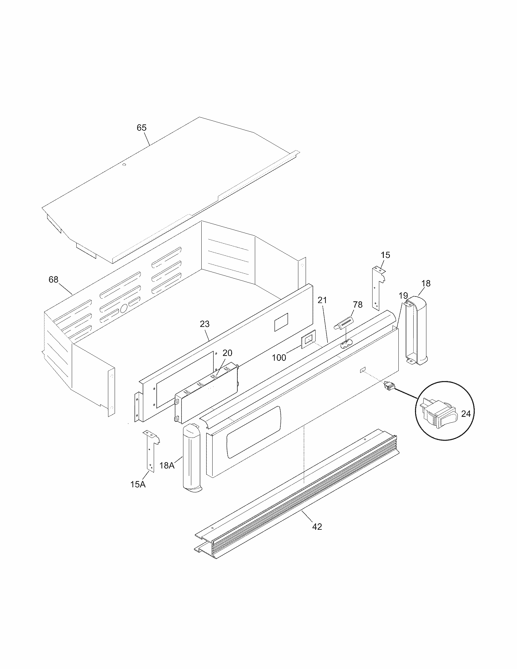 Control Panel Diagram and Parts List for 79040454803  Kenmore Wall Oven