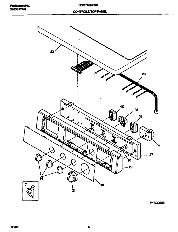 CONTROL PANEL Diagram and Parts List for GSG746RFS9  Gibson Dryer