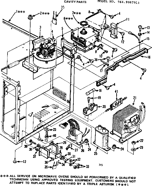 Cavity Parts Diagram and Parts List for 5649987911  Kenmore Microwave
