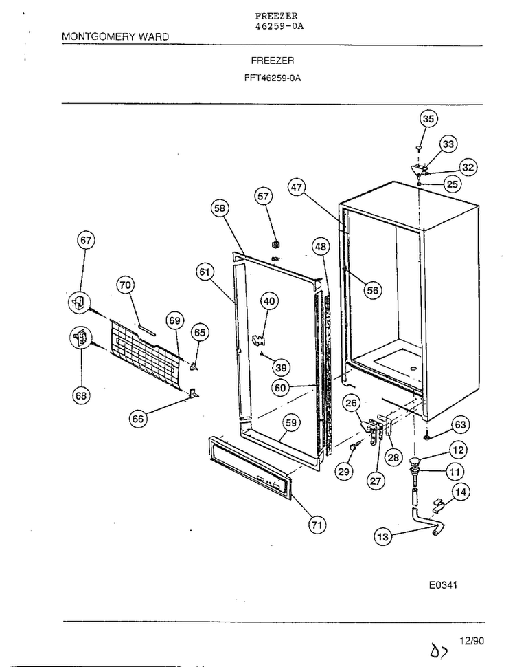 Freezer Page 3 Diagram and Parts List for 46259-0A  Frigidaire Freezer