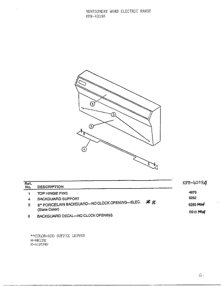 Electric Range Diagram and Parts List for 2530E  Frigidaire Range