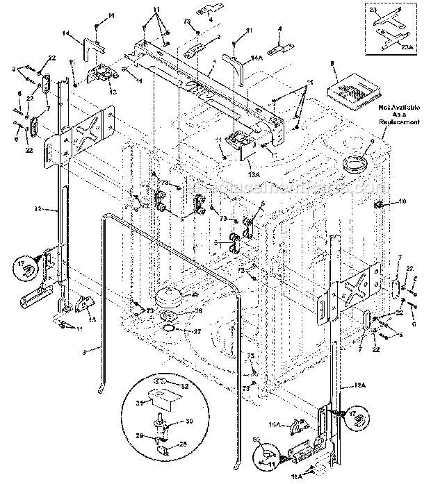 UPPER FRAME/TUB Diagram and Parts List for EIDW6105GS1  Electrolux Dishwasher