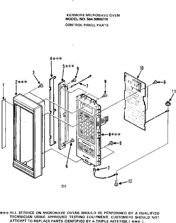 Control Panel Parts Diagram and Parts List for 5649988210  Kenmore Microwave