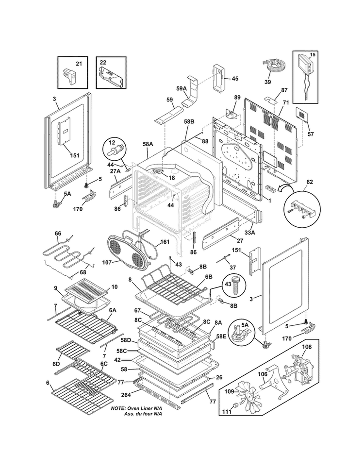 Body Diagram and Parts List for CPEF3081MFD  Frigidaire Range