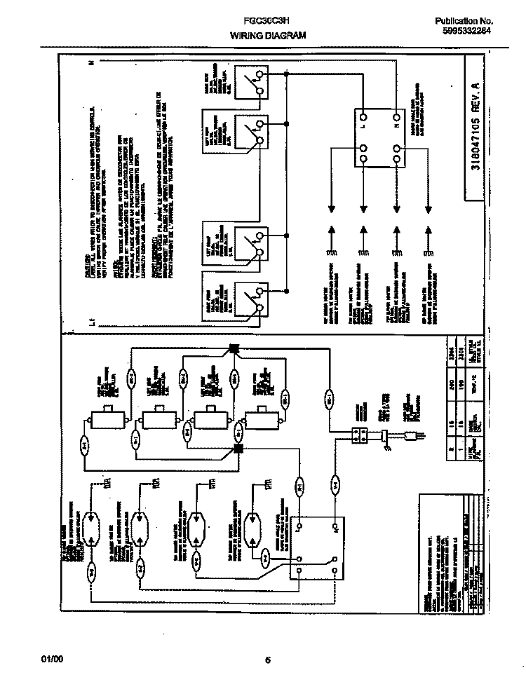 WIRING DIAGRAM Diagram and Parts List for FGC30C3HDA  Frigidaire Cooktop