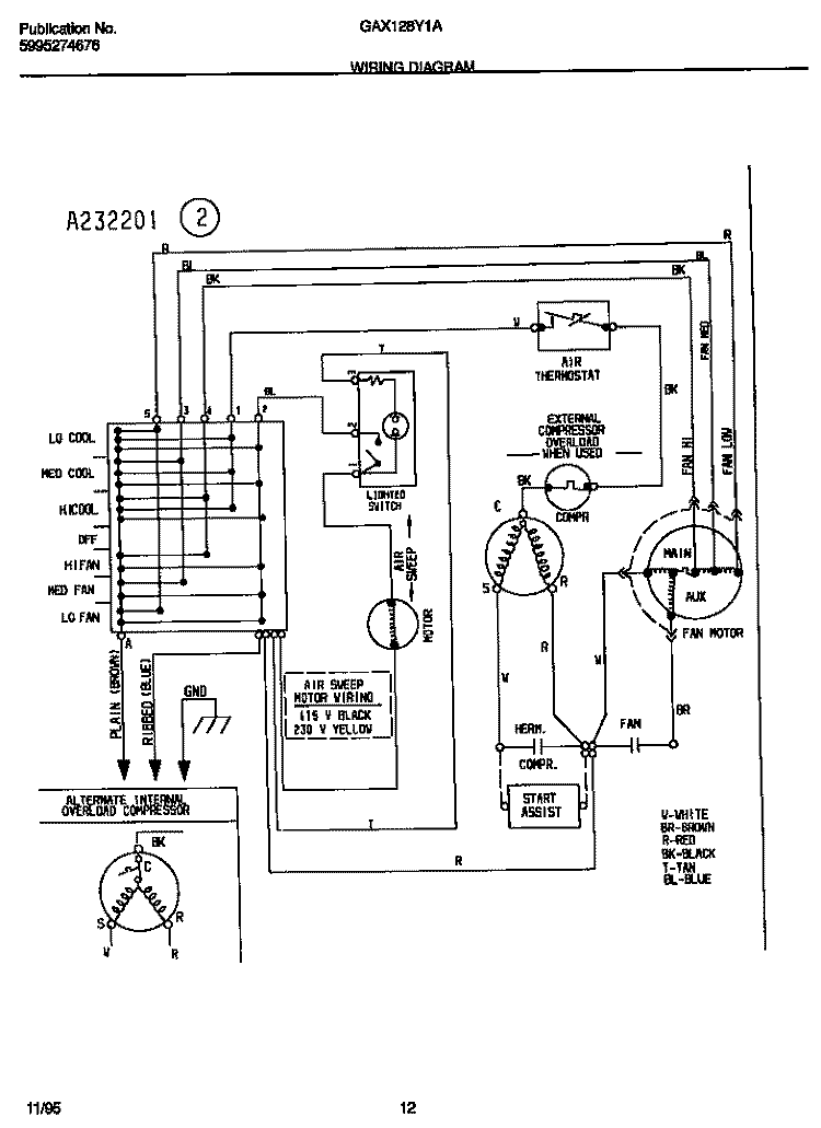 WIRING DIAGRAM Diagram and Parts List for GAX128Y1A1  Gibson Air Conditioner