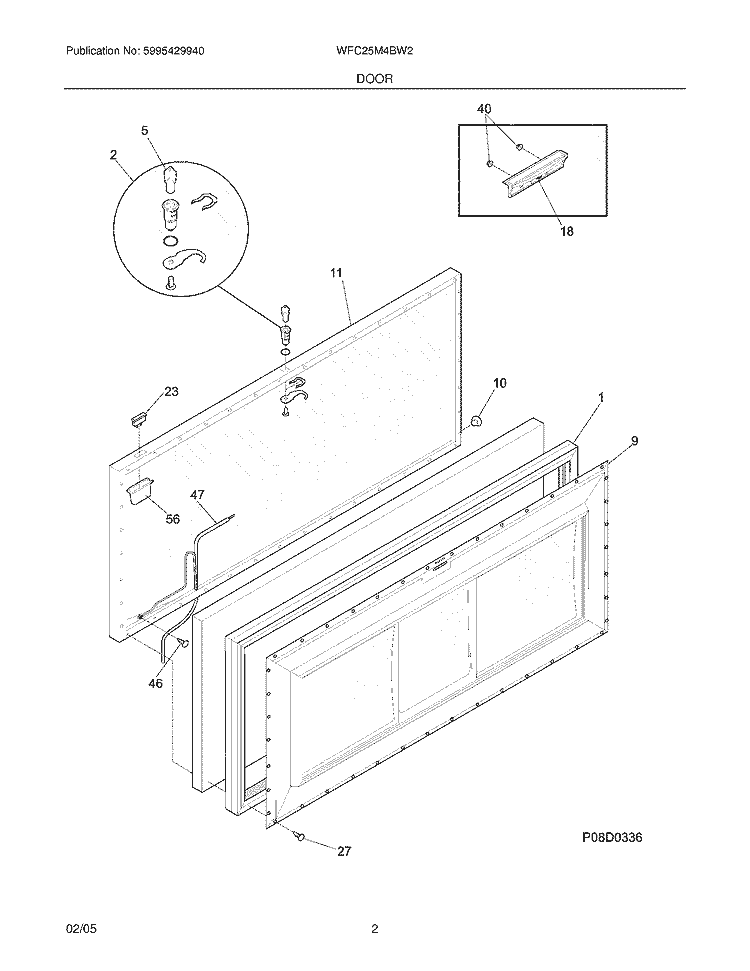 DOOR Diagram and Parts List for WFC25M4BW2  Westinghouse Freezer