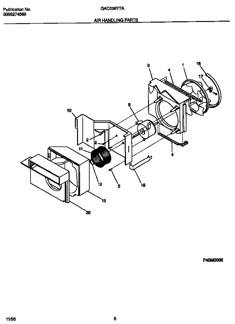 AIR HANDLING PARTS Diagram and Parts List for GAC056Y7A5  Gibson Air Conditioner