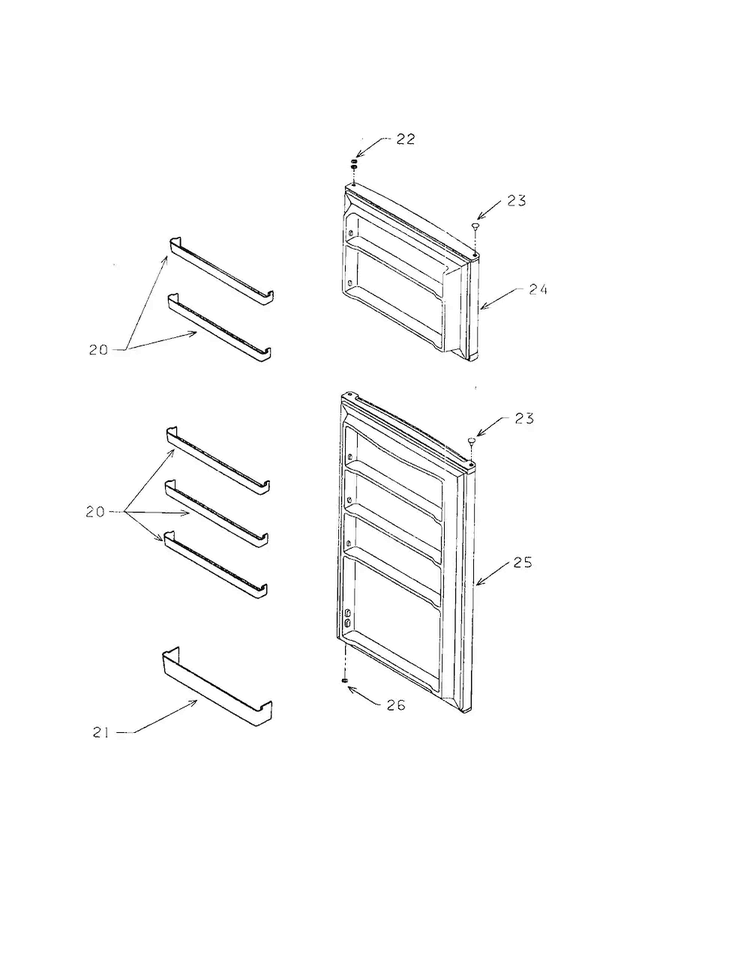 Door Diagram and Parts List for 56461042100  Kenmore Refrigerator