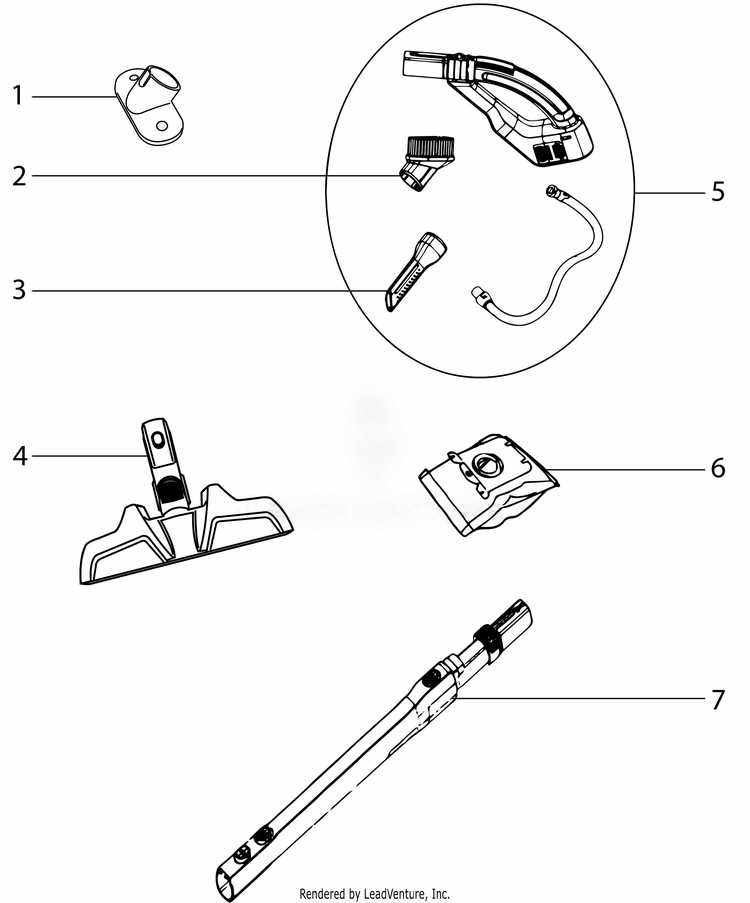 Accessories Diagram and Parts List for EL4335A  Electrolux Canister Vacuum