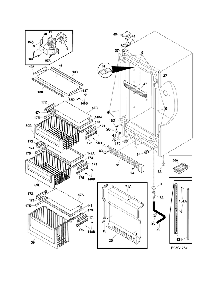 Cabinet Diagram and Parts List for EI32AF80QSA  Electrolux Freezer