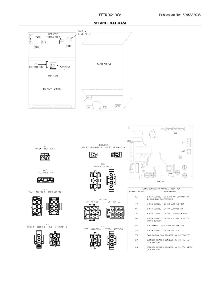 Wiring Diagram Diagram and Parts List for FFTR2021QS8  Frigidaire Refrigerator