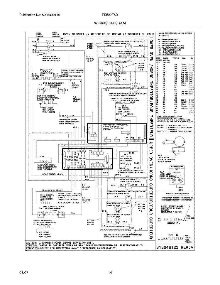 WIRING DIAGRAM Diagram and Parts List for FEB27T5DSE  Frigidaire Wall Oven