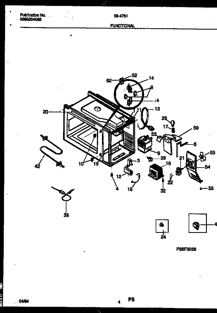 FUNCTIONAL PARTS Diagram and Parts List for 56-4751-10-05  Tappan Microwave