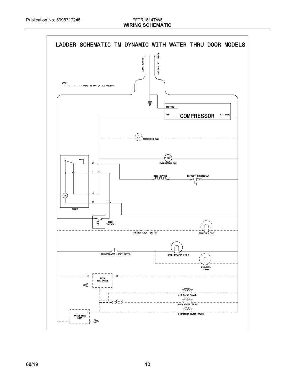 Wiring Schematic Diagram and Parts List for FFTR1814TW8  Frigidaire Refrigerator