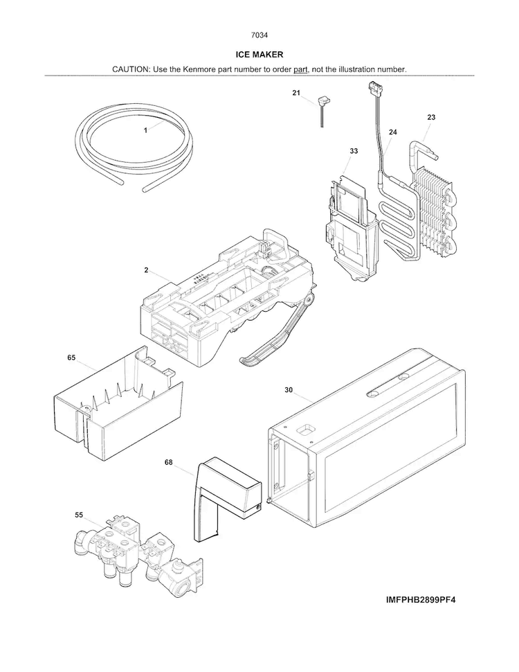 Ice Maker Diagram and Parts List for 2537034241A  Kenmore Refrigerator